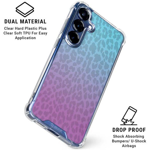Cheetah Print Purple and Blue Galaxy S25 Clear Case